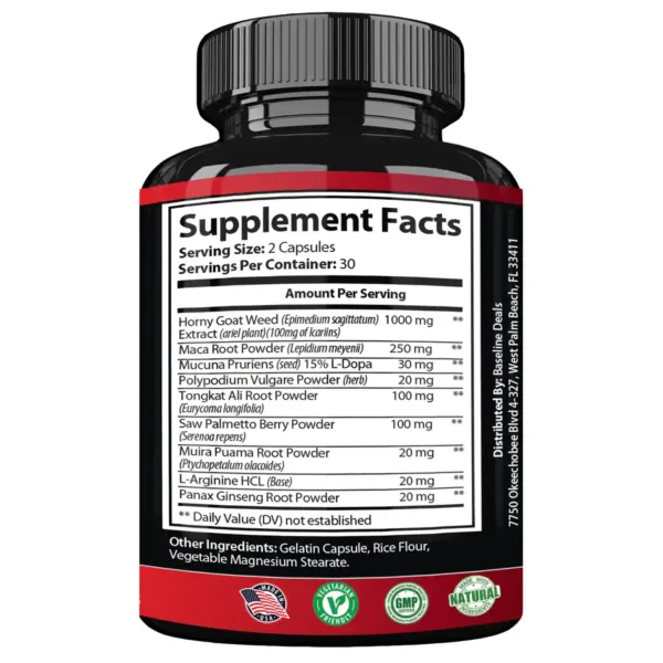 Max performance horny goat weed supplement facts