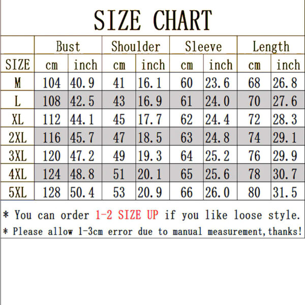 sweater size chart